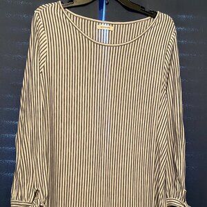 Max Studio Navy/White Striped Blouse